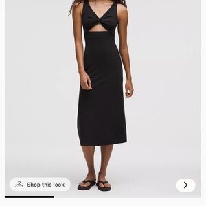 lululemon athletica Black Cutout Midi Dress XXS